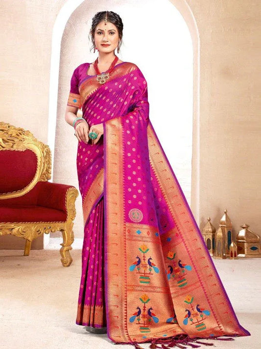 Premium Purple Paithani Silk Saree Ensemble