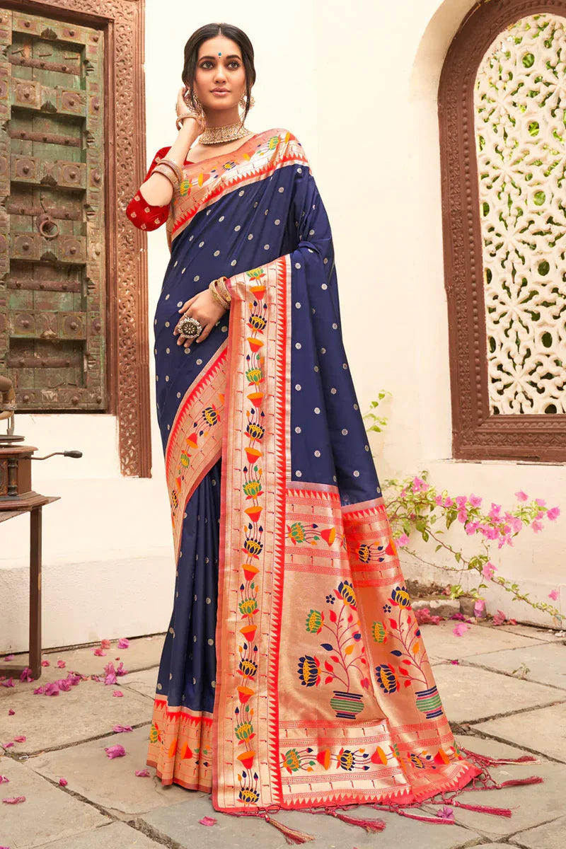 Navy Blue Paithani Saree