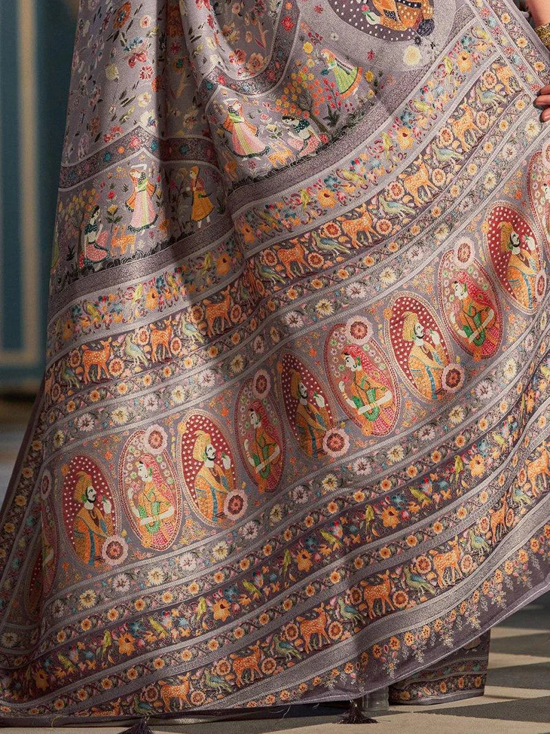 Black Pashmina Soft Silk Festive Wear Saree with Blouse Piece