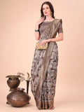 Brown Cotton Saree with Blouse Piece