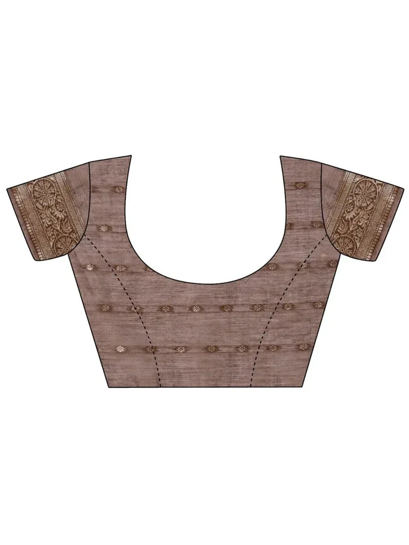 Brown Cotton Saree with Blouse Piece