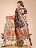 Brown Linen Cotton Saree With Blouse Piece