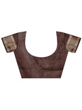 Brown Linen Cotton Saree With Blouse Piece