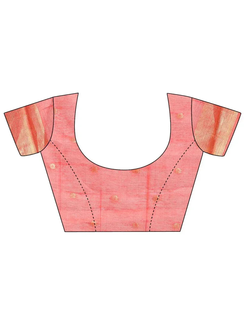 Brown Linen Cotton Saree with Blouse Piece