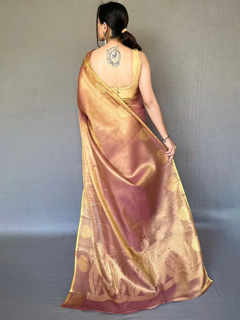 Brown Silk Festive Wear Saree with Blouse Piece