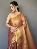 Brown Silk Festive Wear Saree with Blouse Piece