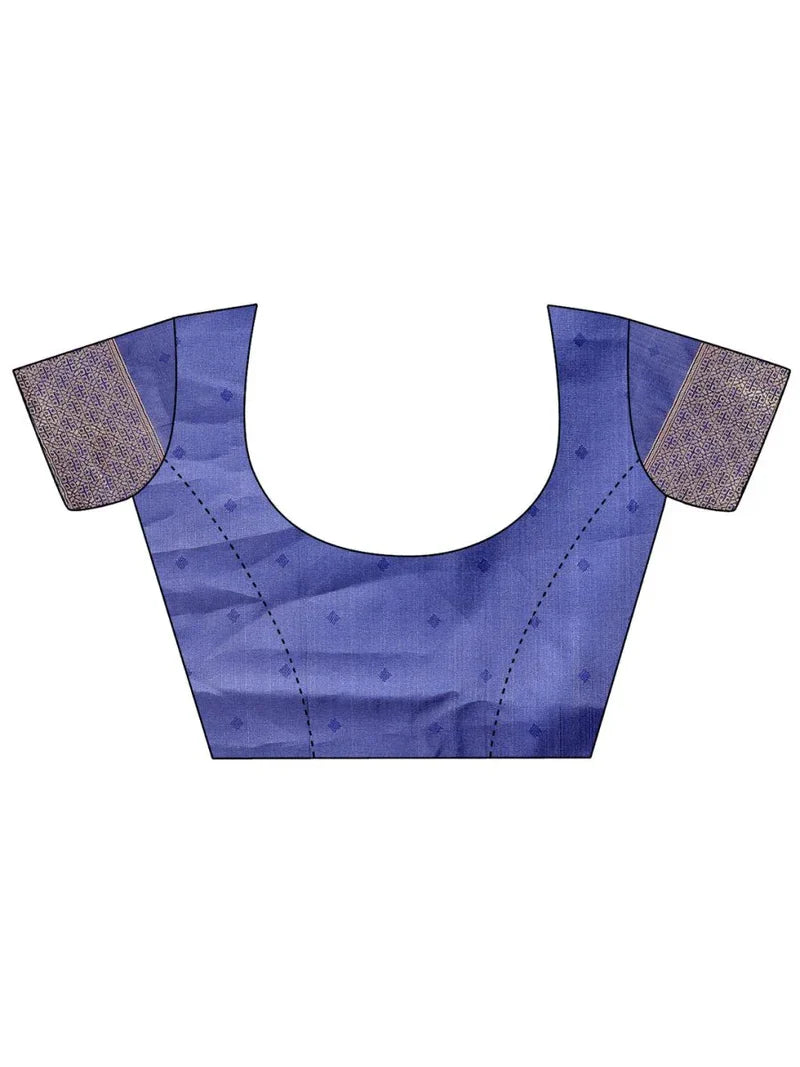 Elegant Cream and Navy Blue Banarasi Silk Saree Set