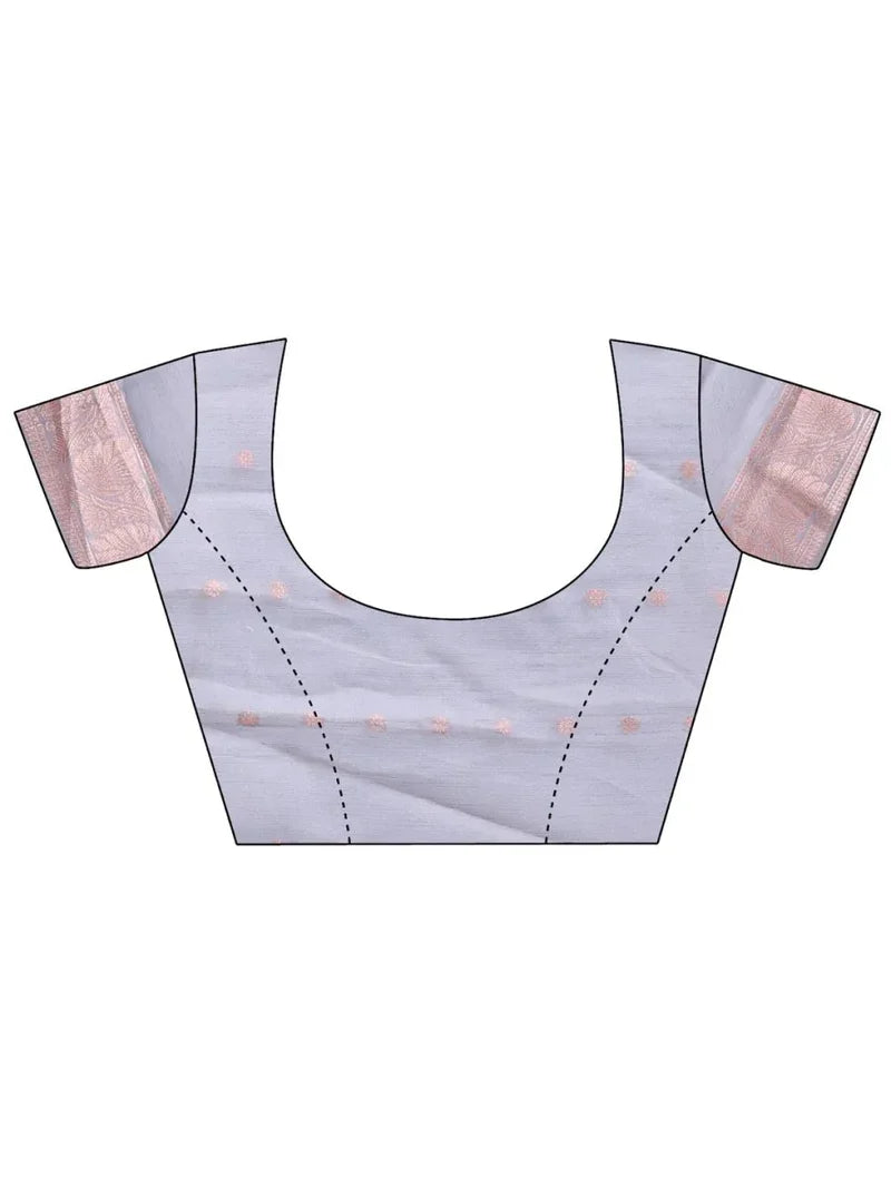 Grey Linen Cotton Saree with Blouse Piece