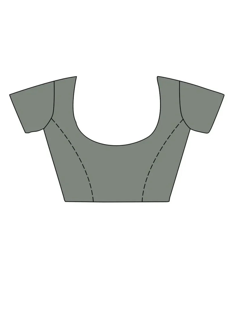 Classic Grey Tissue Saree with Matching Blouse