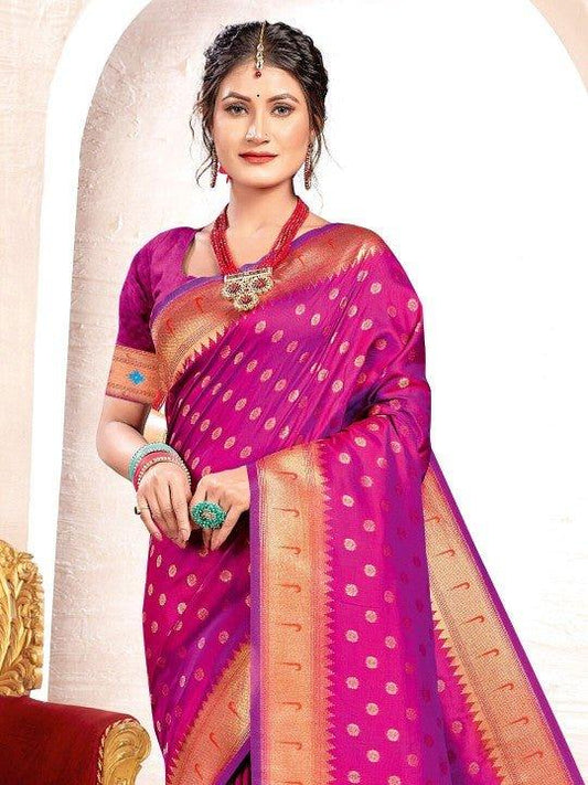 Premium Purple Paithani Silk Saree Ensemble