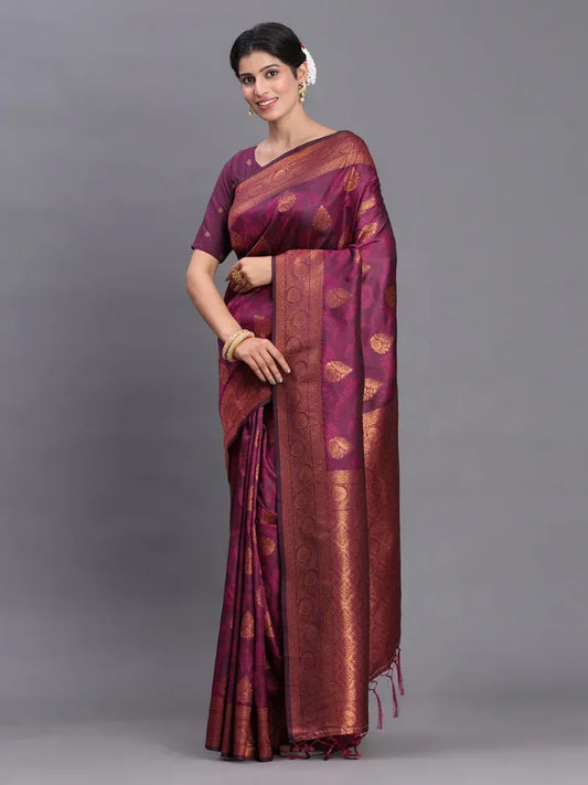 Purple Silk Saree With Blouse Piece