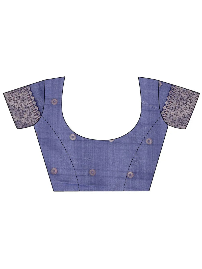 Sky Blue Linen Cotton Saree with Blouse Piece