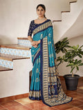 Breathable Sky Blue Mulmul Cotton Saree Collection