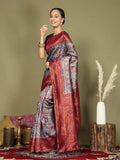 Premium Teal Lichi Silk Saree Ensemble