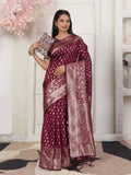Premium Wine Lichi Silk Saree Ensemble