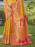 Elegant Yellow Banarasi Silk Saree Set